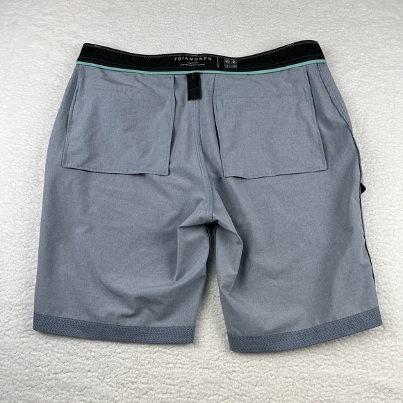 7 DIAMONDS Stadium Hybrid Performance Golf Shorts Mens 36 Blue Geometric Stretch - Picture 11 of 14